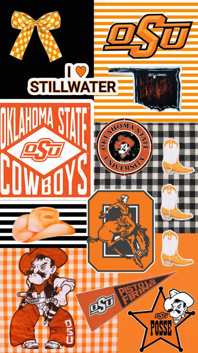 an assortment of stickers and decals from the university of oklahoma state cowboys