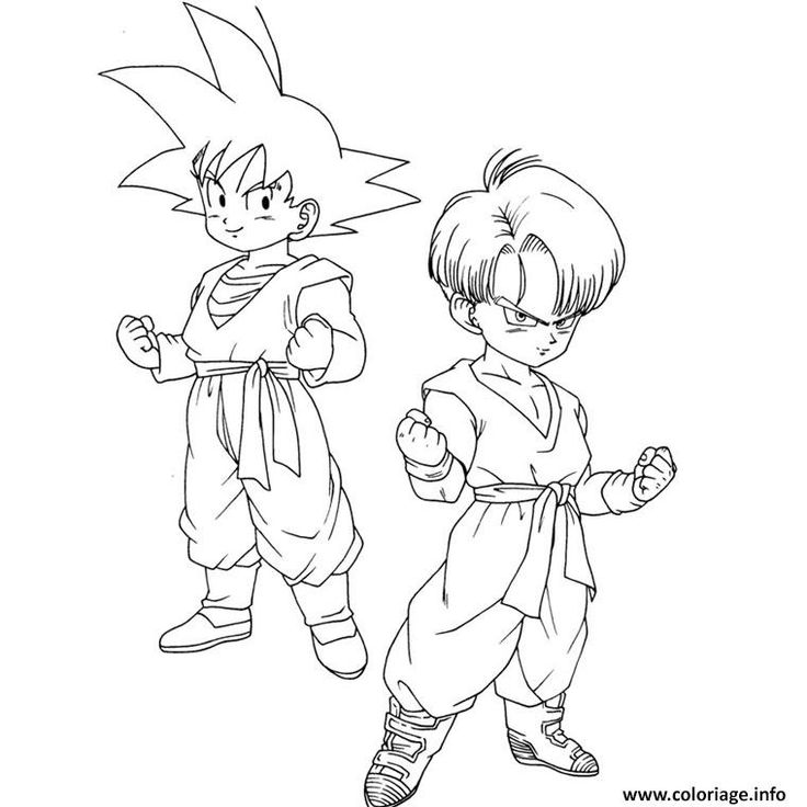 two young gohans are walking together coloring page