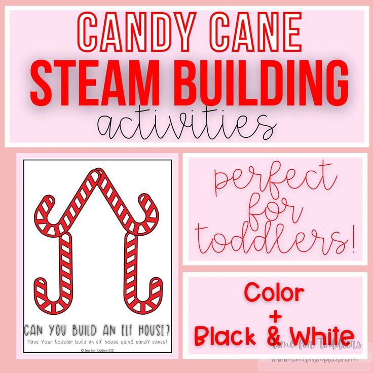 candy cane steam building activities for toddlers to color and print with text overlay