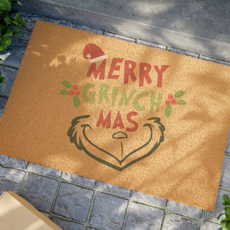 Merry Grinchmas Christmas Coir Mat|Merry Grinchmas COir Mat|Merry Grinchmas|Grinch Mats|Grinch Outdoor Rugs|Grinch Mats Gingerbread Door Mat Diy, Diy Christmas Door Mat Cricut, Christmas Coir Doormat, Custom Door Mat Christmas, Merry Christmas Door Mats, Merry Grinchmas, Coir Mat, New Bible, Busy Bees