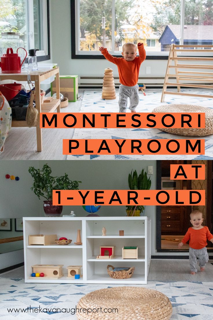 montessori playroom at t - year - old with text overlay that reads montessori playroom at t - year - old