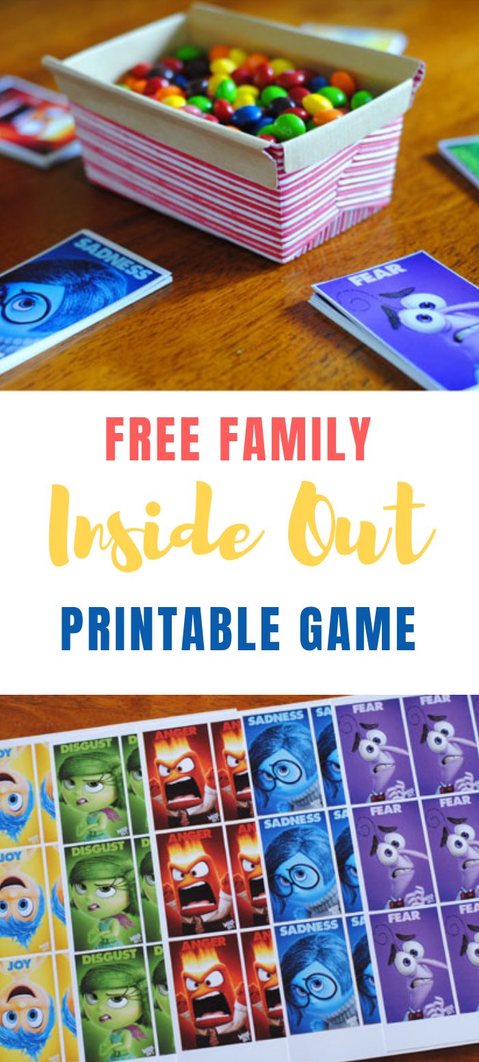 an inside out printable game with the words free family inside out in front of it