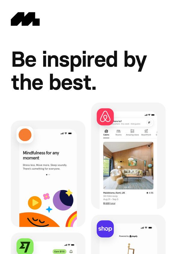 an advertisement for the new app, be inspired by the best with images and text