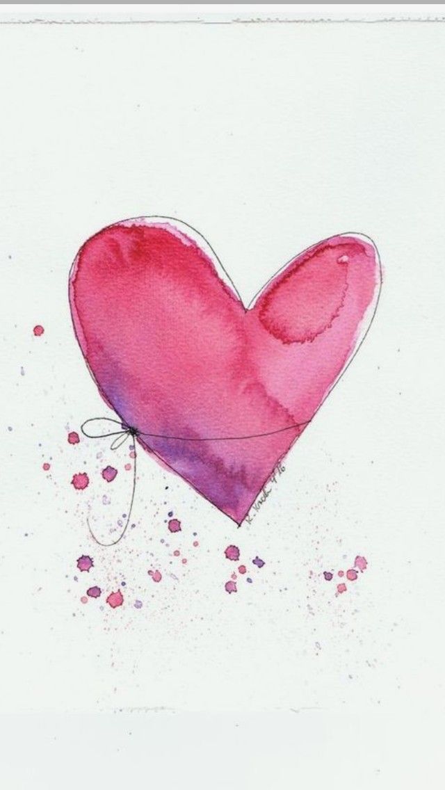 a watercolor painting of a pink heart