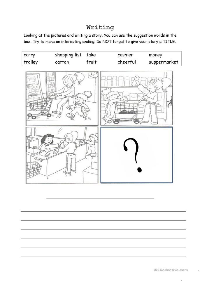 worksheet for reading and writing with pictures on the page, which includes an image of