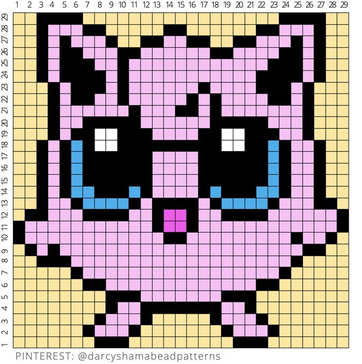 an image of a pink cat with big eyes on it's face in the form of a cross stitch pattern