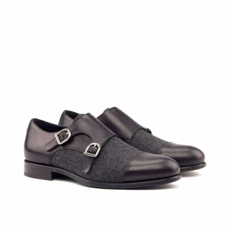 The Damen Ave. Double Monk No. 2414 | Robert August Black Cap Toe Semi-formal Loafers, Black Plain Toe Dress Shoes For Fall, Black Monk Strap Shoes With Plain Toe, Black Fitted Monk Strap Shoes With Plain Toe, Black Plain Toe Monk Strap Shoes, Black Cap Toe Dress Shoes For Fall, Elegant Formal Winter Loafers, Black Semi-formal Dress Shoes For Fall, Elegant Formal Winter Dress Shoes