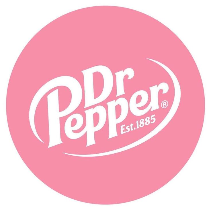 the logo for dr pepper is shown on a pink circle with white lettering and an oval shape