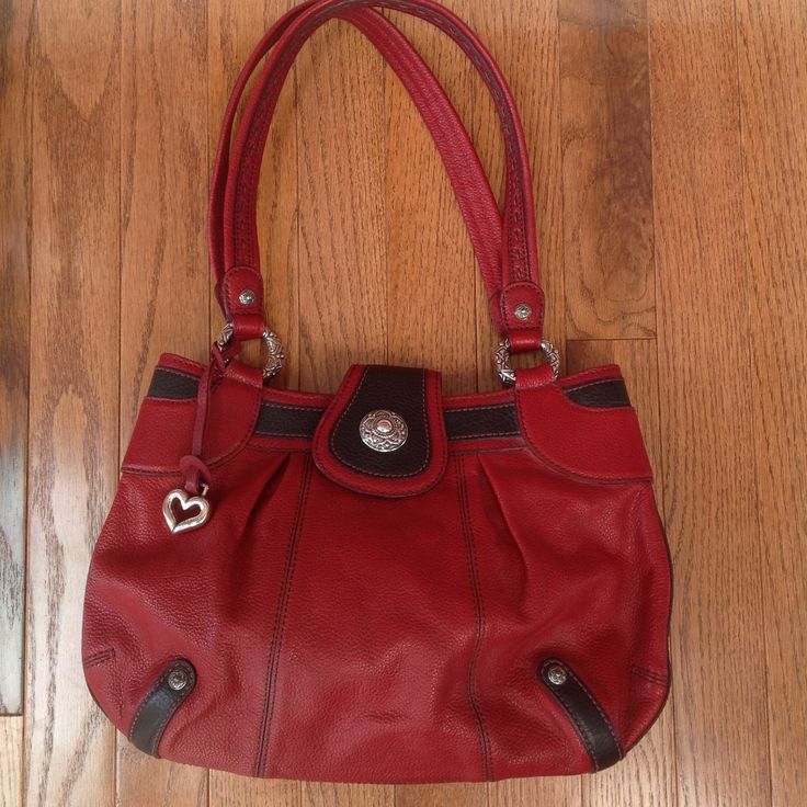 Brighton Women's Handbag Red Leather Satchel Shoulder Purse Pre-Owned In Excellent Condition Snap Closure Width: 13" Hight: 9" Strap Down: 11" Red Leather Hobo Bag With Handles, Red Satchel With Magnetic Closure For Everyday Use, Red Shoulder Bag With Magnetic Closure For Daily Use, Red Top Handle Bag With Magnetic Closure, Red Bags With Magnetic Closure For Daily Use, Red Leather Shoulder Bag With Magnetic Closure, Burgundy Bag With Magnetic Closure For Everyday Use, Burgundy Leather Shoulder Bag With Handles, Red Everyday Bag With Magnetic Closure