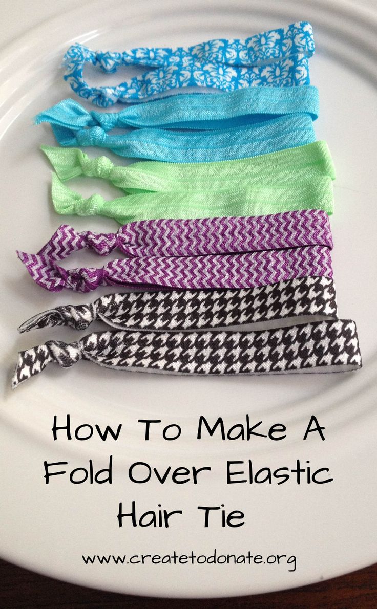 how to make a fold over elastic hair tie on a white plate with the words, how to make a fold over elastic hair tie