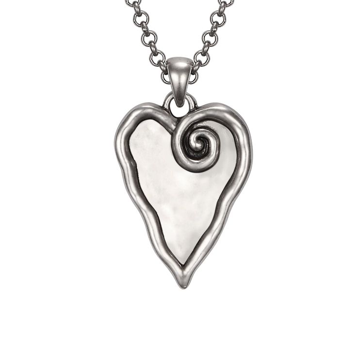 Heart and Soul Necklace - Laurel Burch Studios Symbolic Heart-shaped Metal Jewelry, Symbolic Heart Charm Necklace For Anniversary, Symbolic Necklace With Heart Charm For Anniversary, Valentine's Day Symbolic Necklaces With Heart Pendant, Silver Symbolic Necklace For Valentine's Day, Elegant Heart-shaped Oxidized Jewelry, Elegant Heart Jewelry With Oxidized Finish, Elegant Heart-shaped Jewelry With Oxidized Finish, Nickel-free Double Heart Metal Necklace