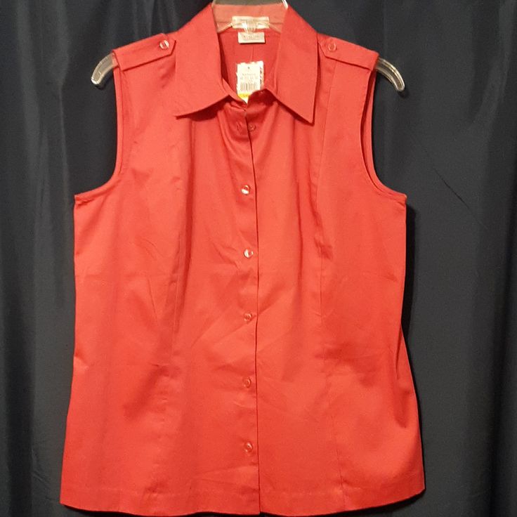 Georgeous Never Worn Sleeveless Blouse. Classic Red Sleeveless Vest, Classic Red Sleeveless Top, Red Sleeveless Cotton Blouse, Red Sleeveless Blouse For Work, Red Sleeveless Fitted Blouse, Fitted Sleeveless Red Blouse, Van Heusen, Womens Vans, Sleeveless Blouse