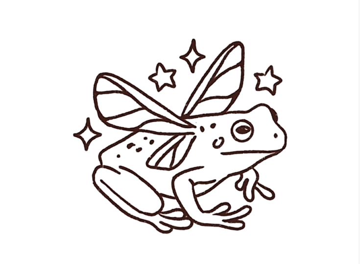 a drawing of a frog with stars on its back