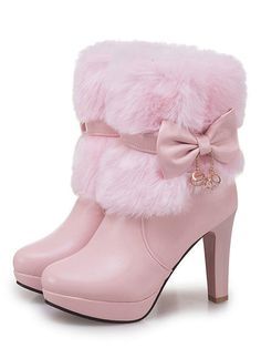 Pink High Heel Platform Boots For Winter, Short Winter Boots, High Heel Stiefel, Rider Boots, Super High Heels, Girly Shoes, Thick Heel, Fashion High Heels, Pretty Shoes