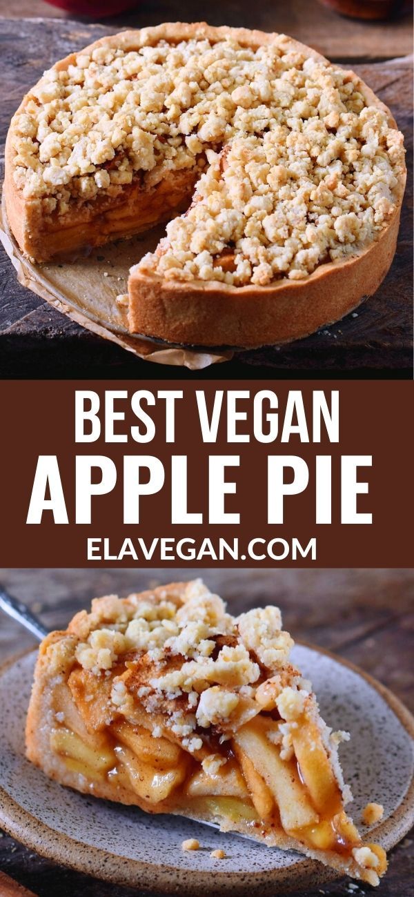 the best vegan apple pie is made with fresh apples and topped with crumbled toppings