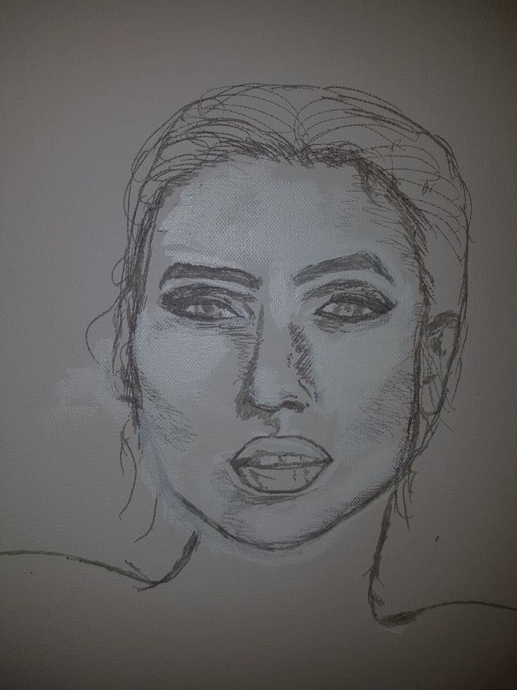 a drawing of a woman's face is shown