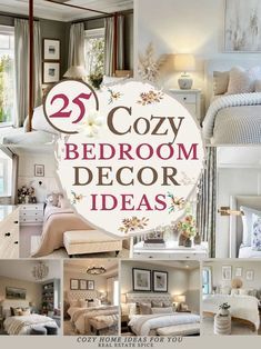 the cover of 25 cozy bedroom decor ideas