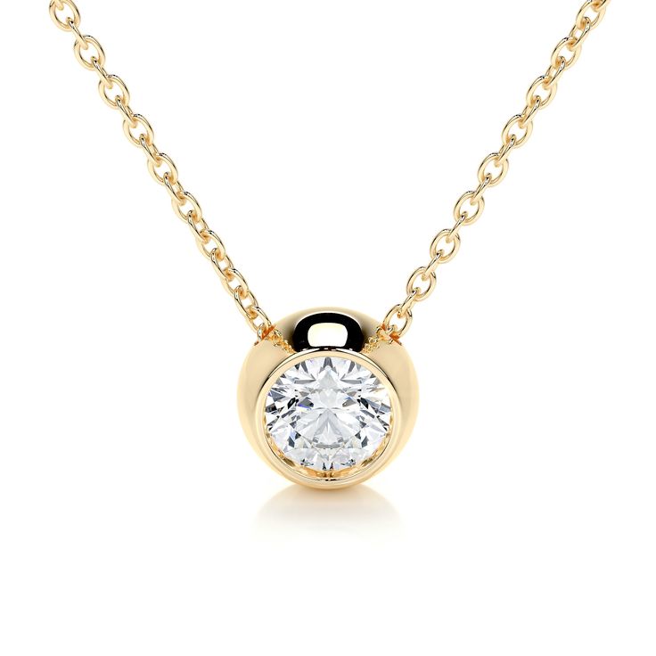 A Bezel Style Necklace with a 1 Carat Round Diamond. Round Solitaire, Types Of Diamonds, Vs Diamond, Jewelry Show, Special Jewelry, Diamond Design, Style Necklace, Diamond Sizes, 1 Carat