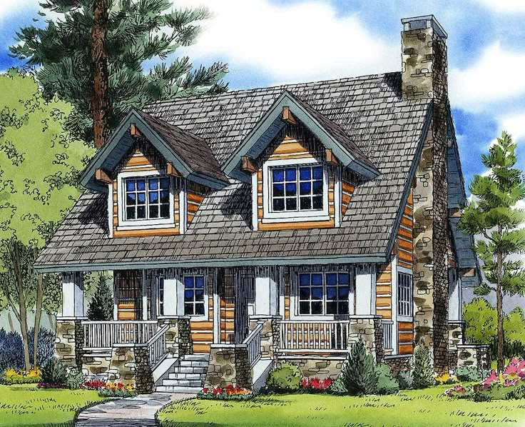 this is an artist's rendering of the cabin style home