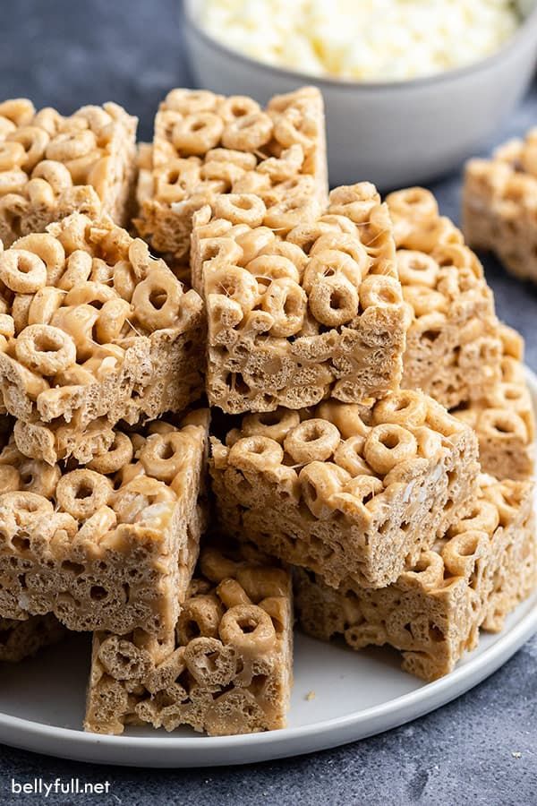 several pieces of cereal krispy kreme on a white plate