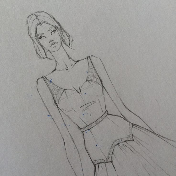 a drawing of a woman in a dress with her hand on her hip, looking to the side