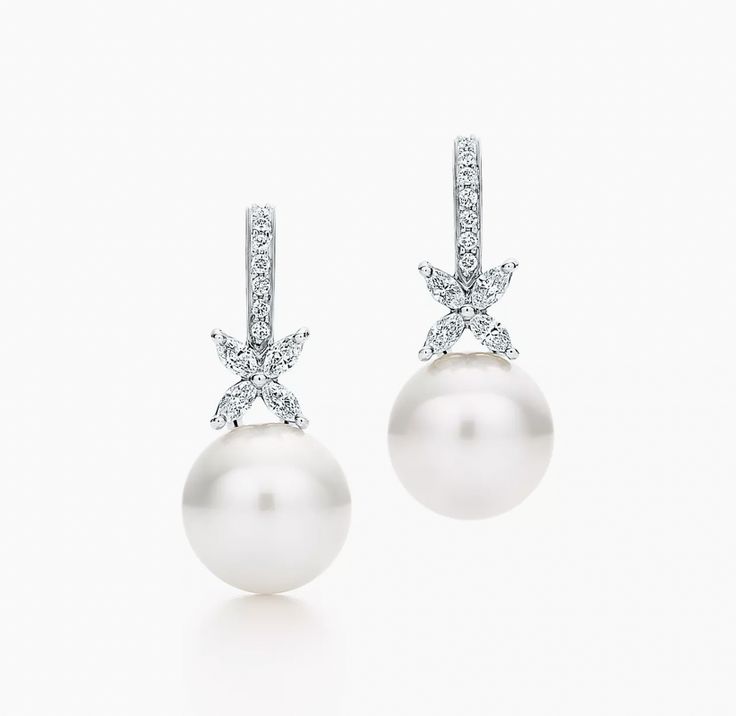 Tiffany & Co - Tiffany Victoria Pearl and Diamond Earrings $10,800 Tiffany Pearl Earrings, Tiffany Victoria, Tiffany Pearls, Tiffany And Co Earrings, Japanese Pearls, Tiffany Earrings, Buy Pearls, Pearl And Diamond Earrings, Tiffany And Co