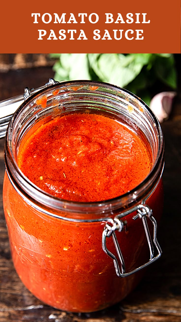 homemade spaghetti sauce in a glass jar