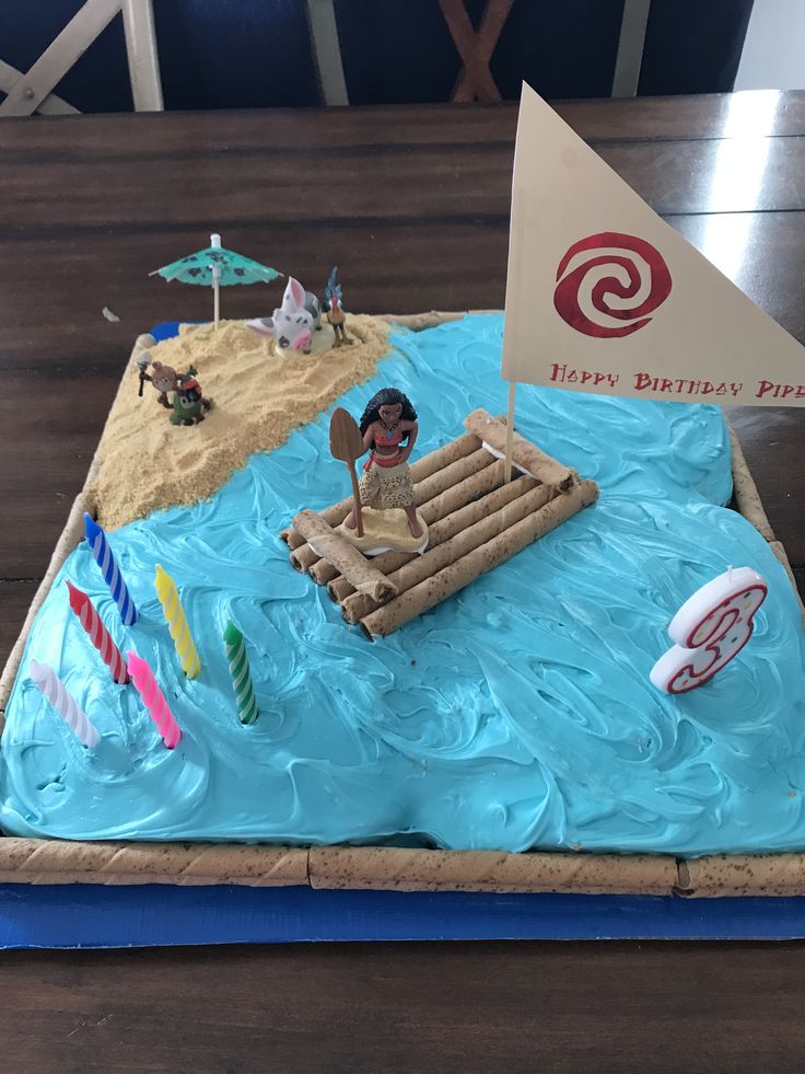 a birthday cake made to look like a beach scene