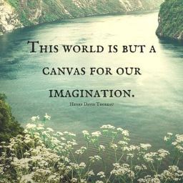 there is a quote on the water that says, this world is but a canvas for our imagination