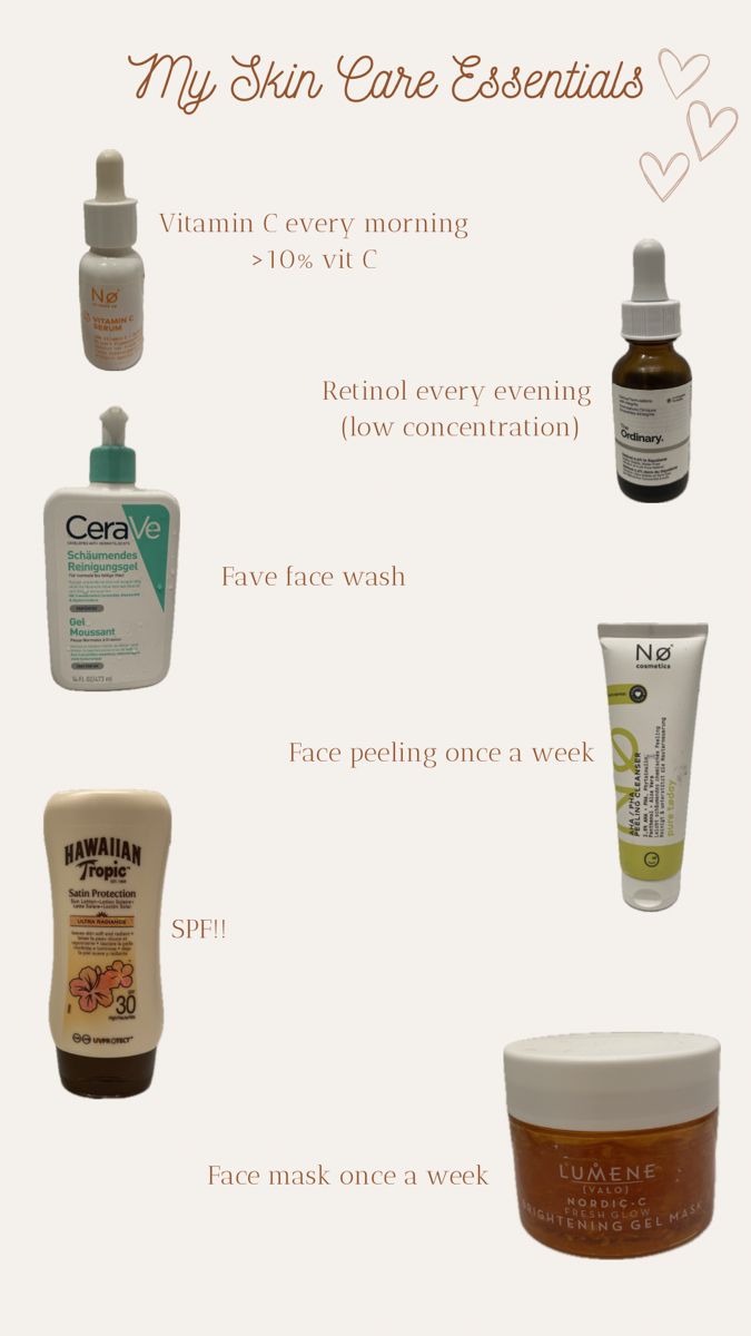 My skin care faves currently Every mornig i start with a vitamin c serum, it is important that you get one with more than 10% Vit C. I use Retinol every evening, since my serum is with a very low concentration (0,2%). If you are using retinol for the first time i recommend using it every 2-3 days so that your skin gets used to it, and after that increasing the concentration or the frequency. It is really important that you also use SPF with the Retinol serum!!!! Cerave Vitamin C Serum, Vit C Serum, Face Peel, Vit C, Retinol Serum, Vitamin C Serum, Skin Care Essentials, My Skin, Face Wash