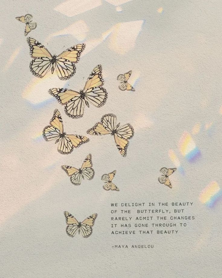 some butterflies flying in the air with a quote on it