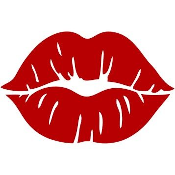 a red lips silhouette on a white background