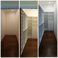 there are three pictures of the closets in this house, and one is empty