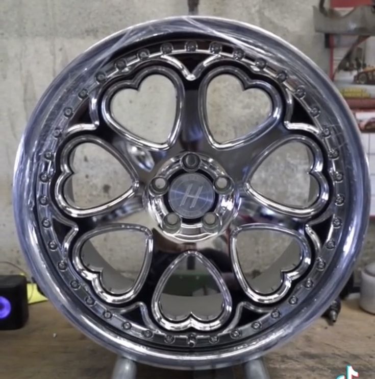 a wheel that has hearts on it