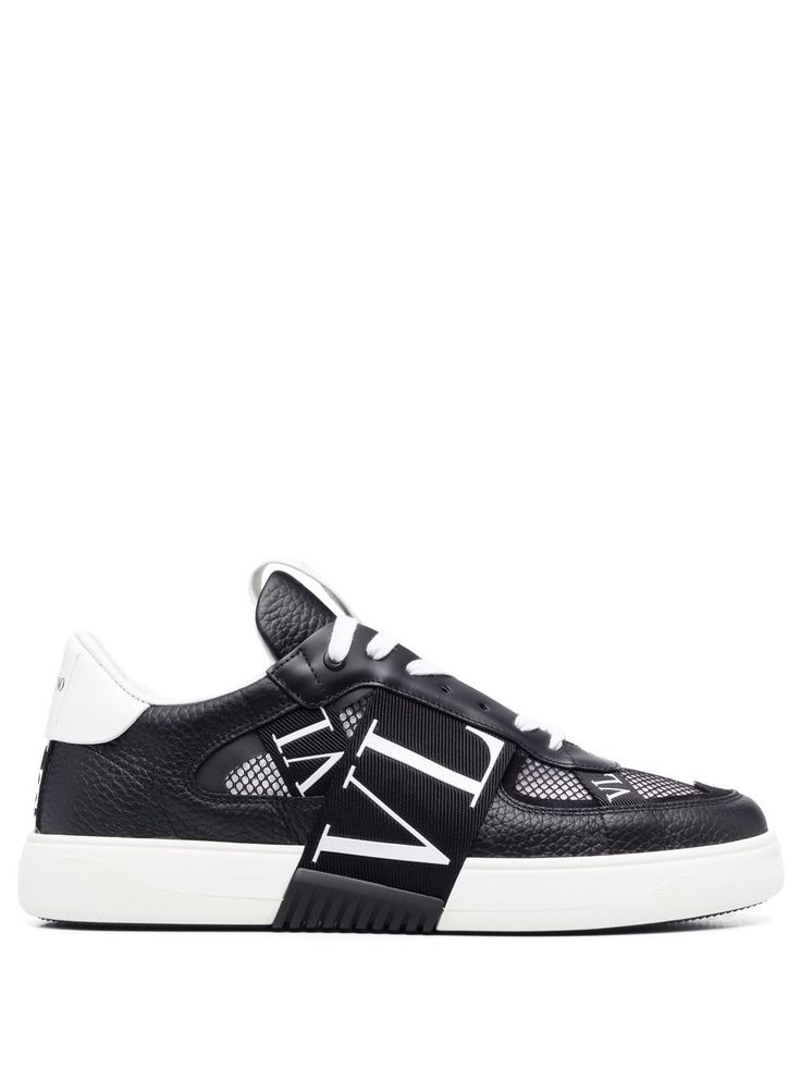 white/black leather branded heel counter logo tape to the side logo patch at the tongue mesh detailing round toe front lace-up fastening branded footbed flat rubber sole Designer Sneakers With Logo Detail And Round Toe, Modern Sneakers With Logo Detail And Round Toe, Designer Sneakers With Logo, Modern Round Toe Sneakers With Logo Detail, Designer Sneakers With Contrast Sole, Luxury Logo Sneakers For Sports, Designer Logo Print Sneakers With Round Toe, Luxury Logo Print Sneakers For Sports, Designer Streetwear Sneakers With Perforated Toe Box