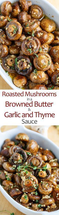 roasted mushrooms and brown butter garlic and thyme sauce