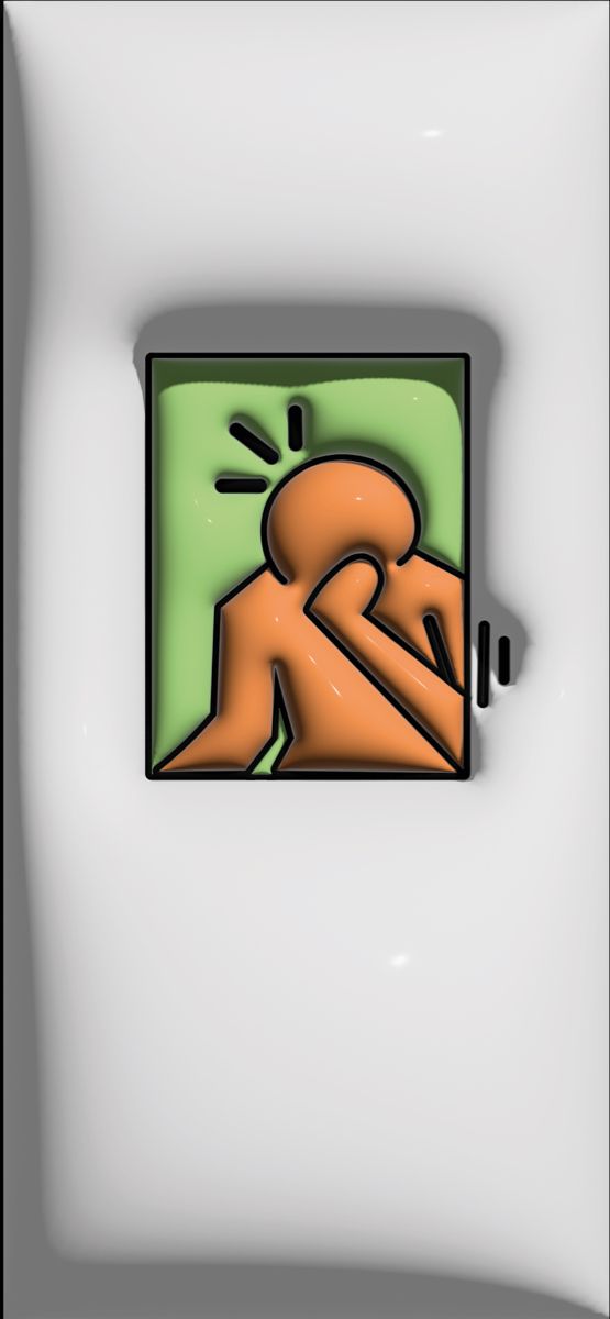 an image of a sticker on the side of a refrigerator door that has a person in it