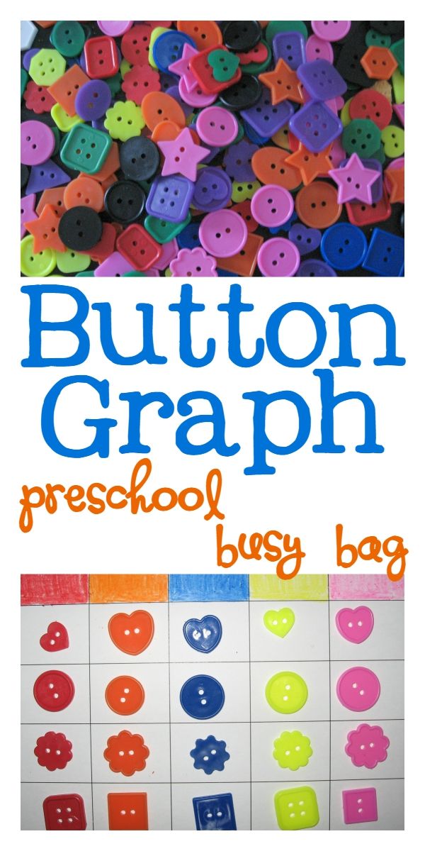 the button graph preschool busy bag is filled with colorful buttons and text that says,