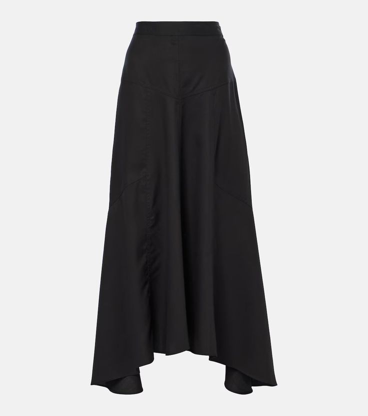 Alona asymmetric midi skirt in black - Marant Etoile | Mytheresa Modern Midi Length Lined Skirt, Chic High-low Hem Skirt For Evening, Evening Asymmetrical Relaxed Skirt, Asymmetrical Evening Skirt With Relaxed Fit, Evening Bottoms With Asymmetrical Hem, Asymmetrical Flowy Evening Maxi Skirt, Flowy Asymmetrical Evening Maxi Skirt, Asymmetrical Flowy Maxi Skirt For Evening, Relaxed Asymmetrical Skirt For Evening