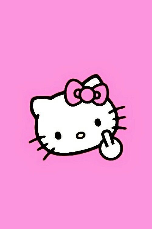 the hello kitty wallpaper is pink and has a bow on it's head