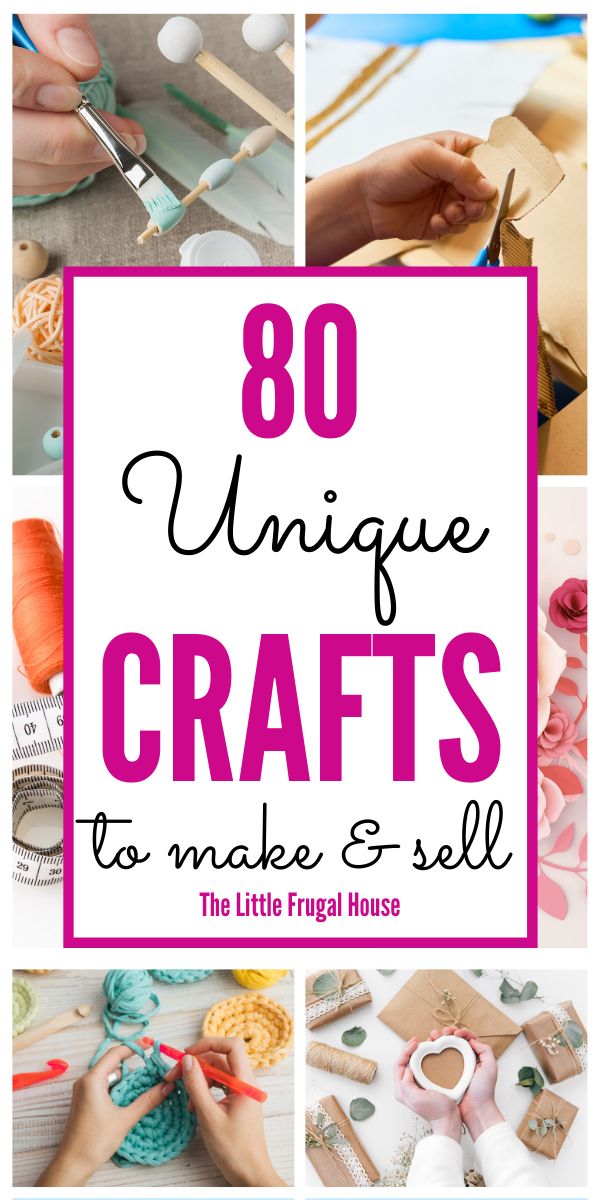 the words unique crafts to make and sell with images of handmade items on it