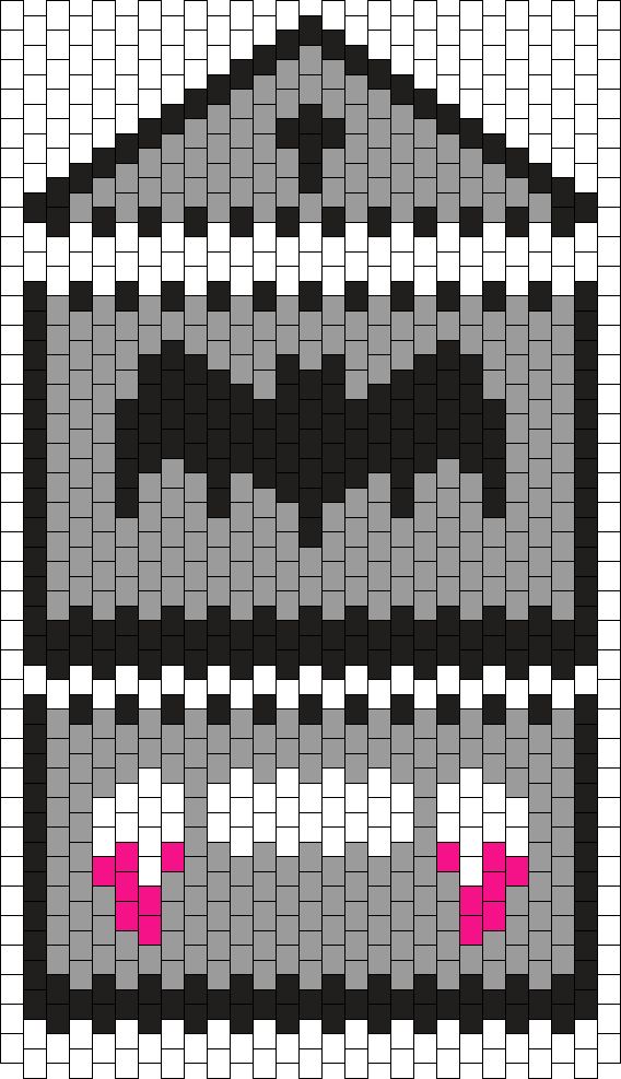 an image of a cross stitch pattern with two pink eyes on the front and back