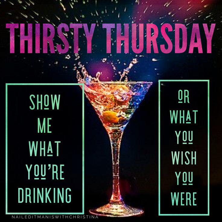 an advertisement for thirsty thursday with a martini in the foreground and fireworks behind it