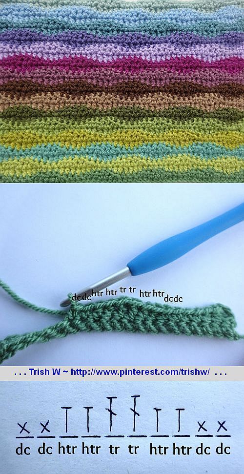 crochet stitches are being used to knit the stitchs