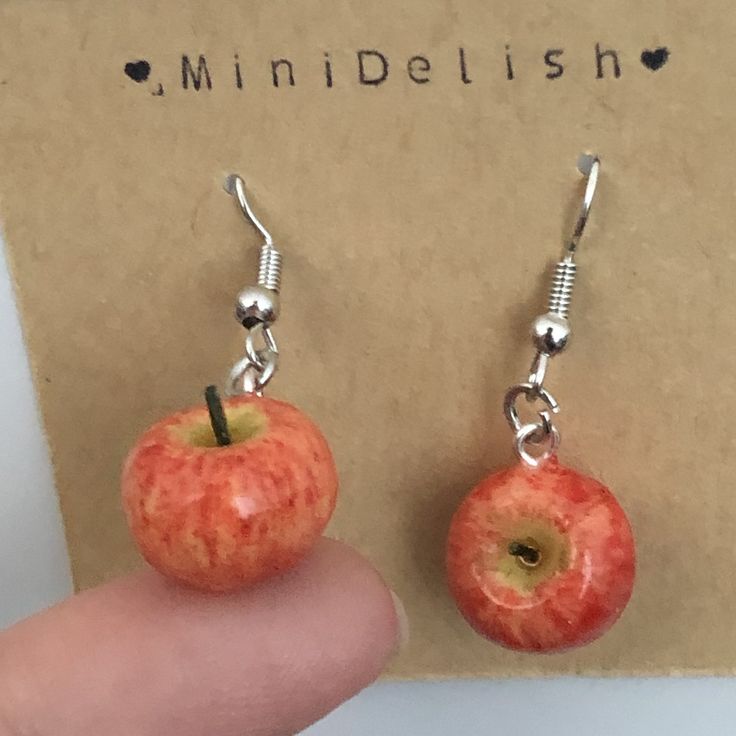 Super cute mini apple earrings, clip on option available  Ready to ship Please note: Due to the nature of handmade every piece of apple may looks various Clay Apple Earrings, Fun Jewelry Aesthetic, Cute Polymer Clay Earrings, Paper Clip Earrings, Silly Earrings, Apple Fashion, Apple Earrings, Weird Jewelry, Quirky Earrings