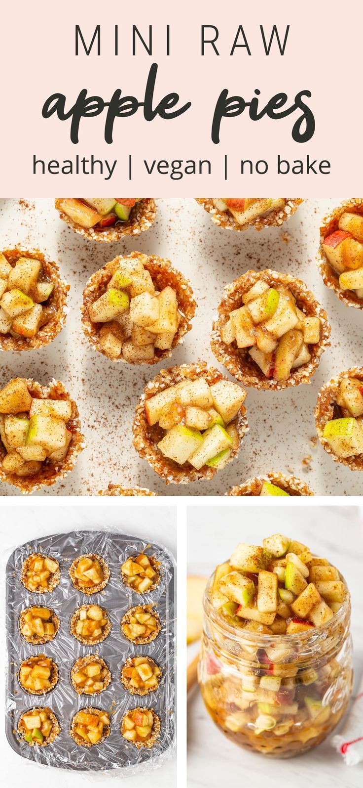 mini raw apple pies are healthy, vegan and no bake