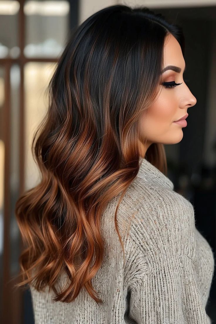 10 Stunning Copper Balayage Hairstyles for Brunettes Copper Balayage Brunette, Hair Color Transformation, Bad Moon Rising, Hairstyles For Brunettes, Copper Balayage, Balayage Hairstyles, Hair Color Techniques, Moon Rising, Trendy Hair Color