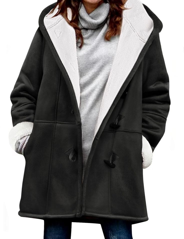 PRICES MAY VARY. Features: The sherpa jacket for women is windproof, thick and warm. The straight design is suitable for all your figures. Two slant hand pockets are great for security and hand warming. Premium Material: The winter coats for women is thicken sherpa lining,super-soft and cozy fuzzy fleece.The outer cloth is flocking leather. The soft fabric is easy to keep clean and wash. The color is not easy to fade.The women winter coats is neat and not easy to deform. Warm Design: Long sleeve Womens Winter Pants, Long Peacoat, Fleece Jackets, Pea Coats Women, Warm Cardigan, Women Hoodies, Tunic Hoodie, Long Coat Women, Winter Pants