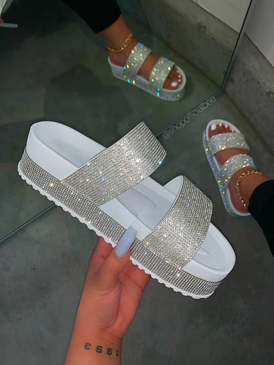 Female Shoes, Women Platform Sandals, Bling Shoes, Womens Sandals Summer, Wedges Sandals, Rhinestone Sandals, Beach Slippers, Girly Shoes, Casual Sneakers Women