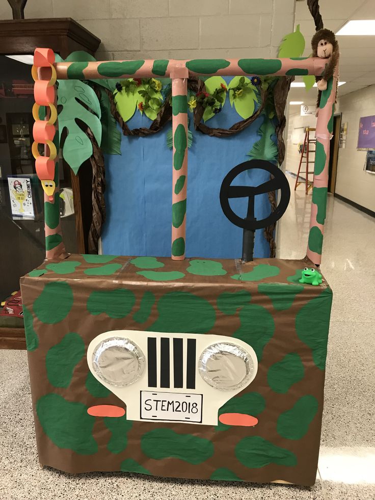 a cardboard car made to look like a trunk